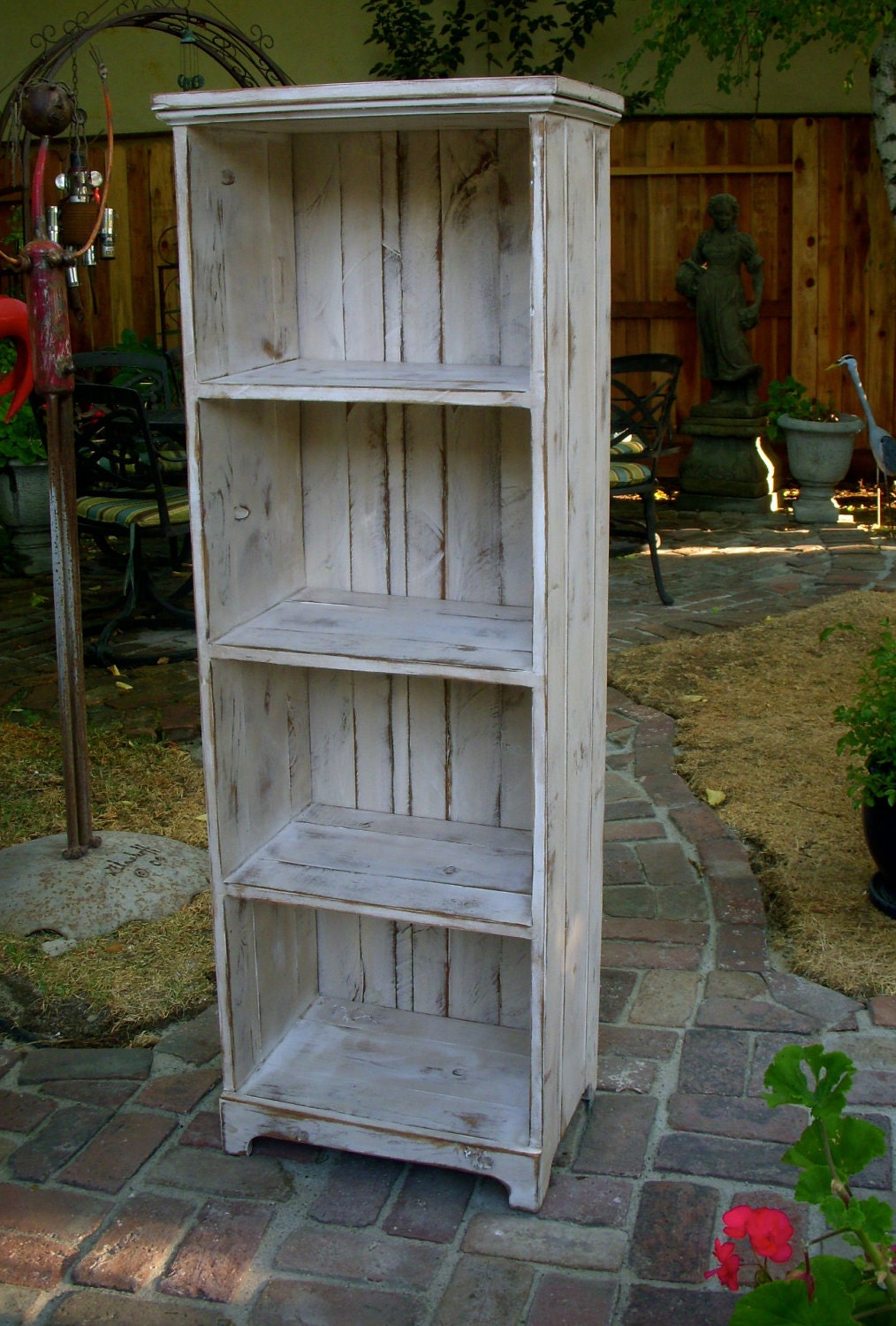 Wooden Shelf - Rustic - Shabby Furniture - Storage Shelves - Solid Wood Linen Cabinet - Bookshelf