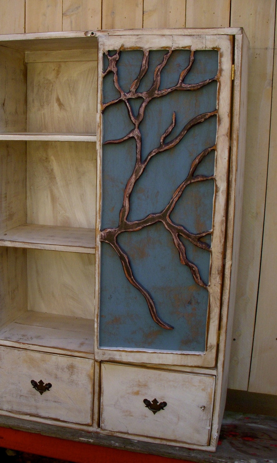 Handmade Furniture - Oak Tree Cabinet - Storage Shelves, Shabby Elegance, French Country