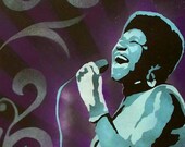 13 x 19 Print From My Original Custom Pop Art Spray Painting Aretha Franklin Blues Soul