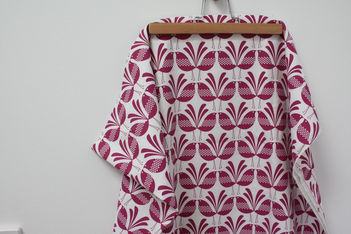 Belbird Design - Hand Screen Printed Fabric in Raspberry