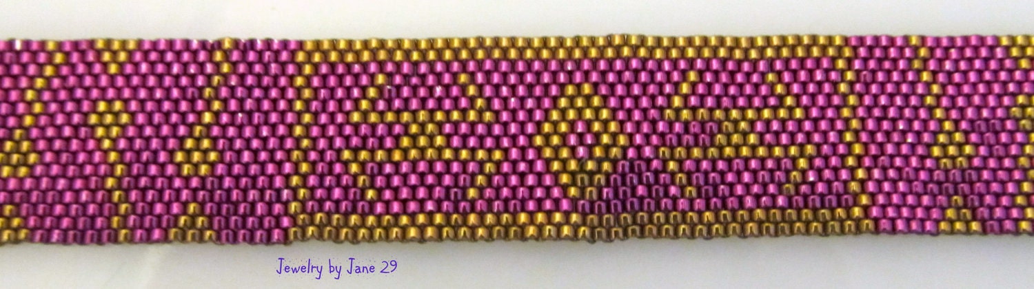 Metallic Fuchsia and Lt Bronze Peyote Stitch Bracelet