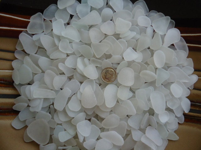 Genuine Pure Sea Glass Beach Surf Tumbled White Clear Snow  sugar Wedding seaglass 50 Pieces each lot