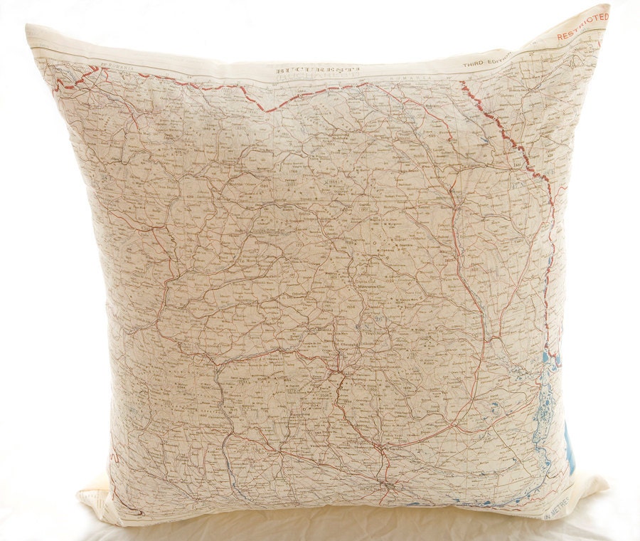 Silk Aviator Map cushion (Bucharest)
