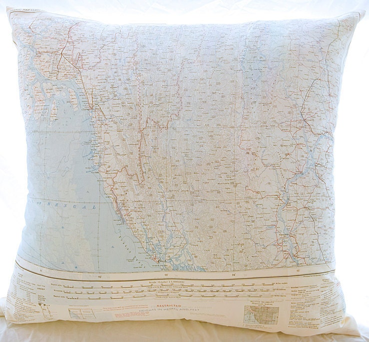 Silk Aviator Map Cushion (Arakan-India)