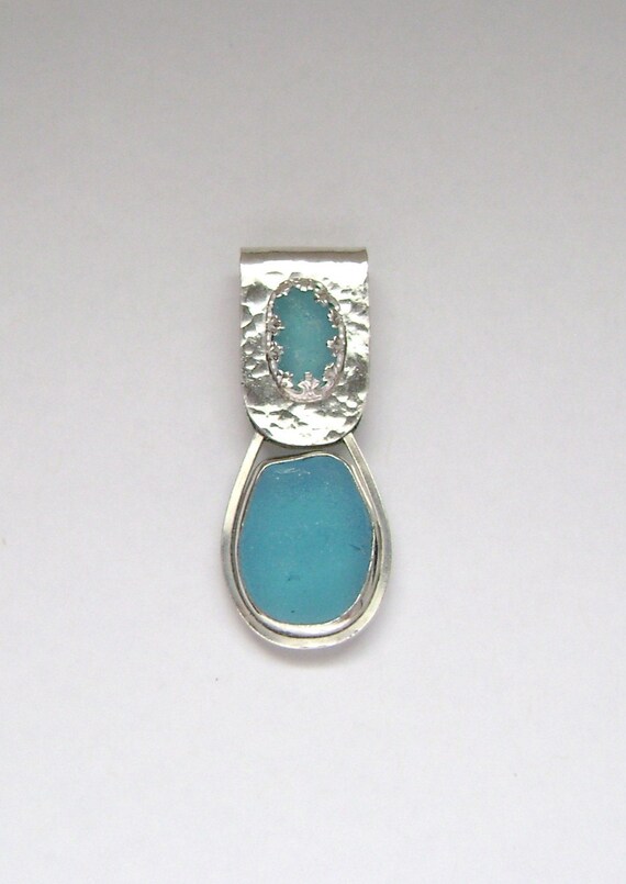 Sea Glass Jewelry - Sterling Rare Turquoise Sea Glass Pendant