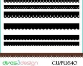 Digital Scrapbook Scalloped Borders Template Commercial Use Instant Download