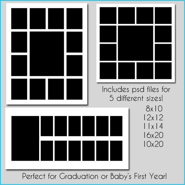 Storyboard Set of 5 Templates  Baby's First Year  Photo Collage with 13 openings - Instant Download