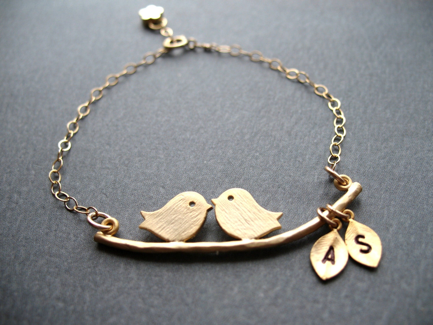 VALENTINE Bracelet LOVE Birds Bracelet Personalized Gold Filled Custom Initials Birthday Friend Mothers Bridesmaids Anniversary Gift for Her