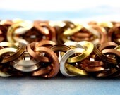 Bracelet Kit - Square Mixed Metals Byzantine Chainmaille - Unique Non Tarnish On Edge Rings