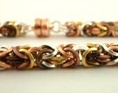 Petite Bracelet Kit - Square Mixed Metals Byzantine Chainmaille - Unique Non Tarnish On Edge Rings