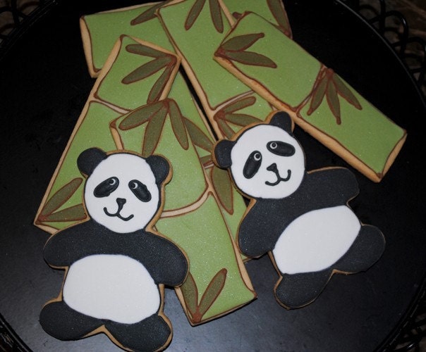 Panda Bear Hand Decorated Sugar Cookies - 1 Dozen