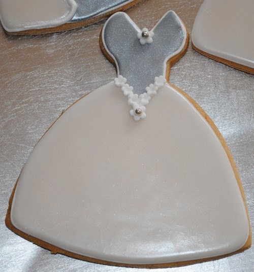 Wedding Dress Hand Decorated Iced Cookies - 1 Dozen