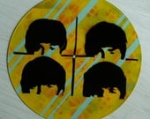 Beatles Fab-Four Spray-Painted Striped Retro-Style on Record (Vinyl) BUY any 3 RECORDS get a 4th FREE