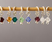 Sock Drops - Jewel Tones - Tiny Swarovski Stitch Markers for Sock Knitting