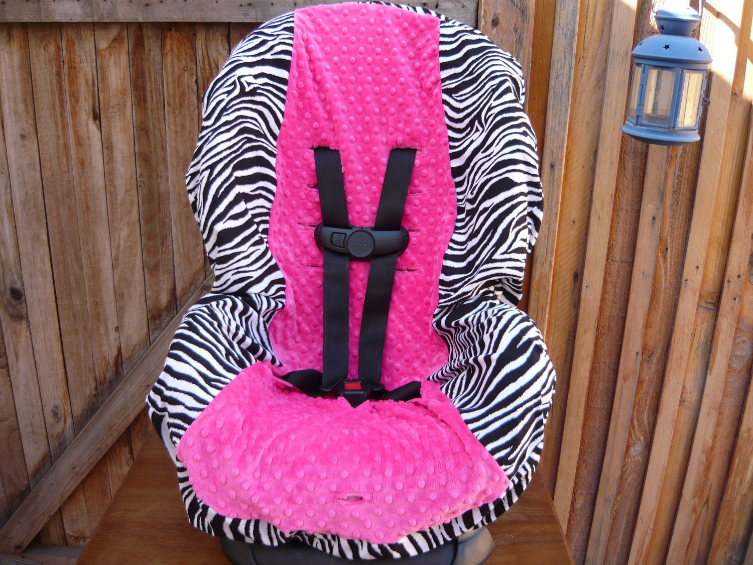 Zebra with Hot Pink Toddler Car Seat Cover