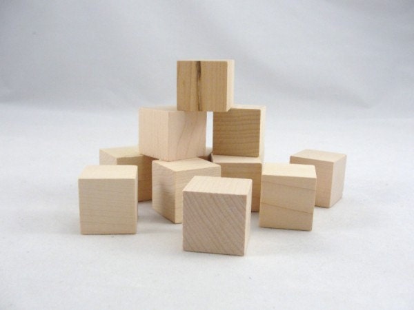 One inch 1" wooden block cube set of 12