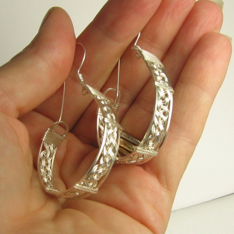 Captured- Woven Sterling Silver Earrings