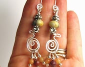 Twisty Tribal Jasper earrings on silver