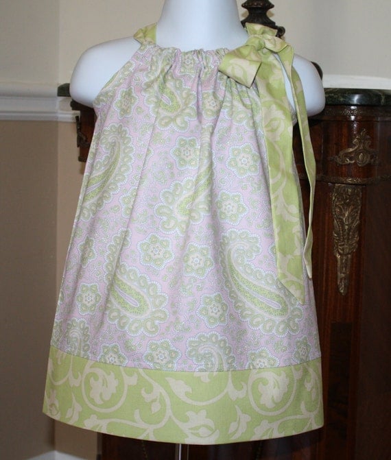 Pillowcase dress Easter tatum house soft lilac green ivory baby toddler girls