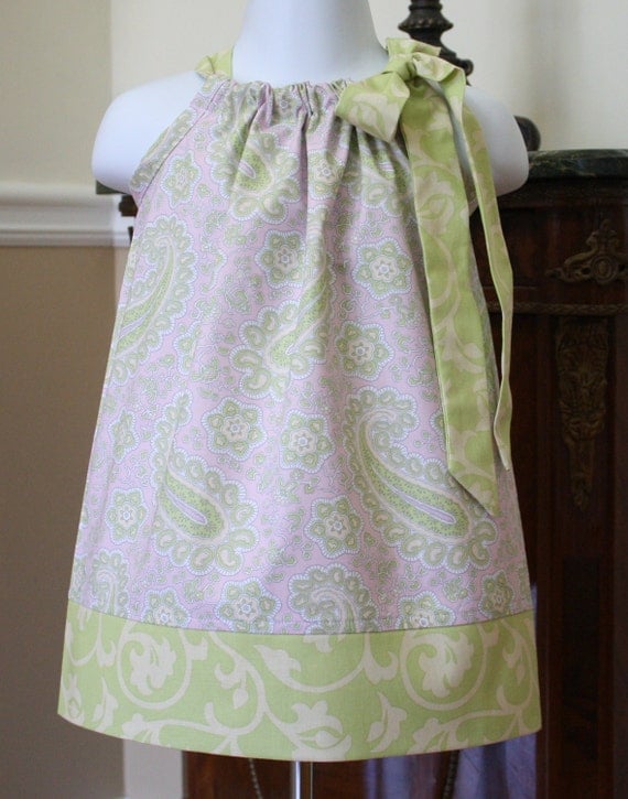 Pillowcase dress Easter tatum house soft lilac green ivory baby toddler girls