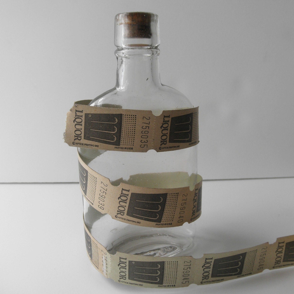 50 Vintage Carnival Tickets, Stamped Liquor
