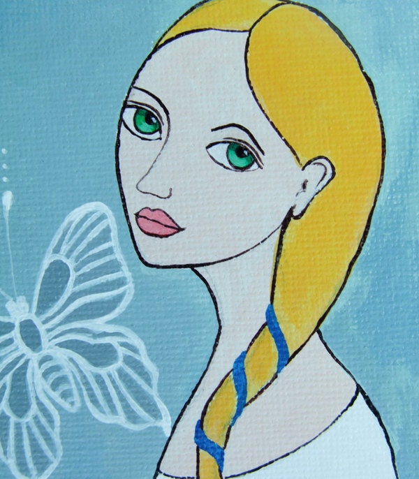 Original Acrylic Painting "White Butterfly"