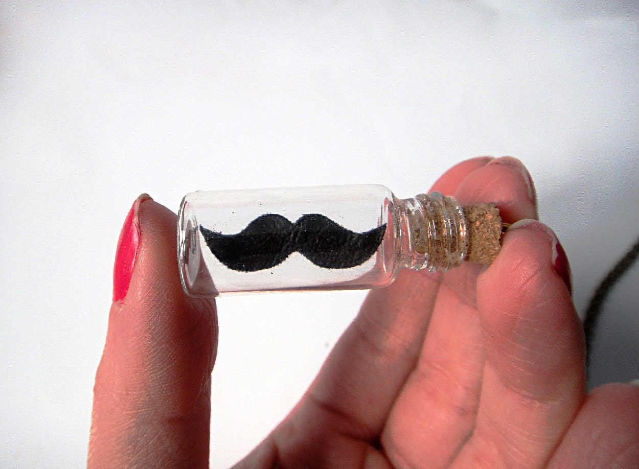 Moustache in a Bottle Necklace
