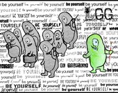 Children Decor, Monster Art, Geekery, Children Art, 5x7, Be Yourself