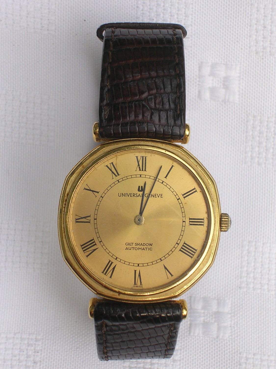 Universal Geneve Gilt Shadow Wristwatch Men's with Microroter