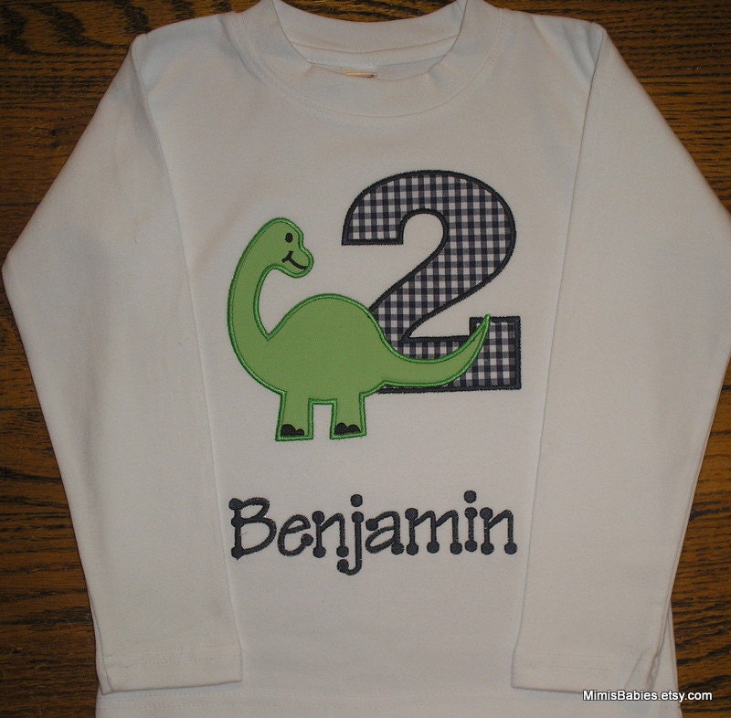 Dinosaur Birthday Shirt Gingham Number