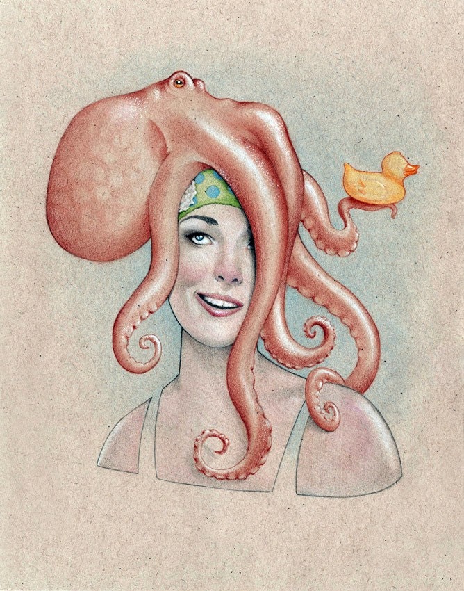 One day While Bathing 5x7 print