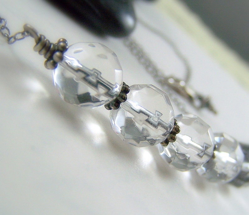 Crystal Quartz Necklace . Sterling Silver . April Birthstone . Bridal Jewelry . Clear Crystal Necklace . Handmade Jewelry