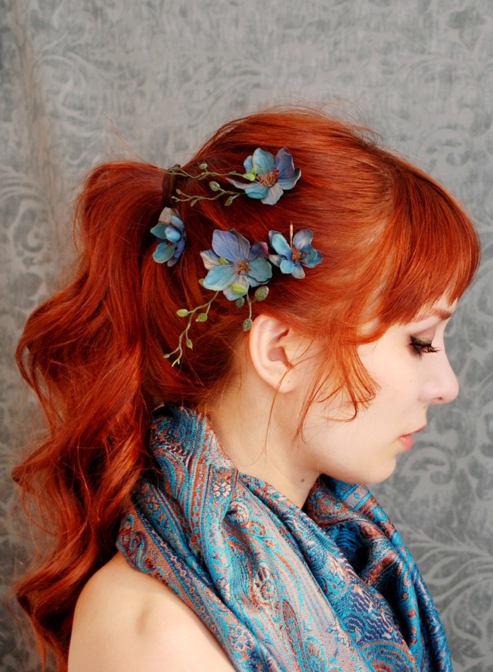 Wood sprite - deep teal blossom bobbies
