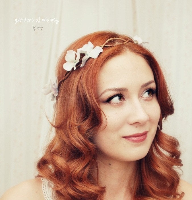 Boho bridal head piece - Diana - woodland crown, flower crown, wreath, weddings