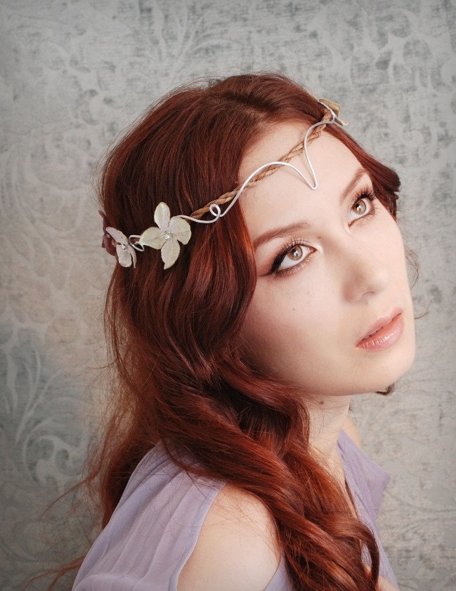 Bridal circlet, lavender flower crown, wedding tiara, hair accessories - The fae queen