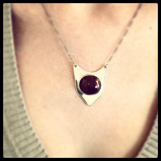 VERY RARE...Stunning Modernist Rare Red Tiger Eye Sterling Pendant/Necklace