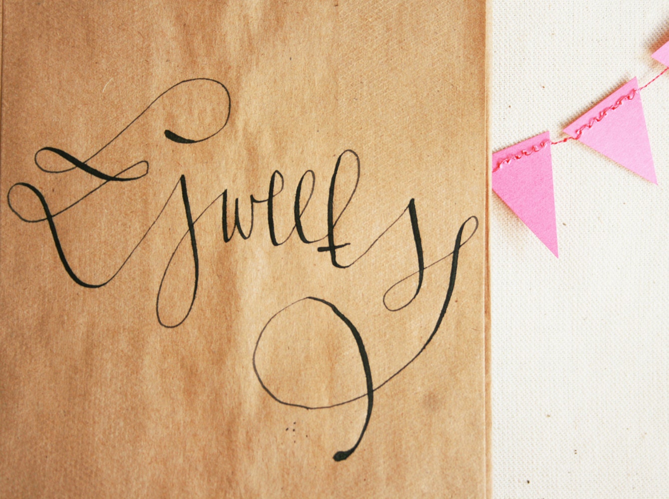 Kraft Favor Bags with Custom Calligraphy