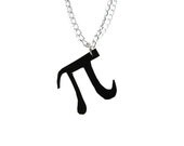 Pi Day Math Symbol (Upcycled Black Floppy Disk Necklace)