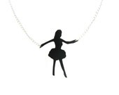 Black Dancing Hold Ballet (Upcycled Architecture Scale Figure Silhouette Floppy Disk Necklace)