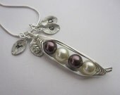 Petite Sweet Peas in a Pod Necklace (2, 3, 4, 5, 6, 7 peas)
