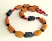 Orange sunnny wearable art fiber necklace