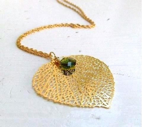 One Leaf Necklace , Leaf necklace , Gold necklace , Filigree necklace , 14k Gold filled chain