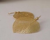 Gold earrings , One leaf earrings , Fall jewelry
