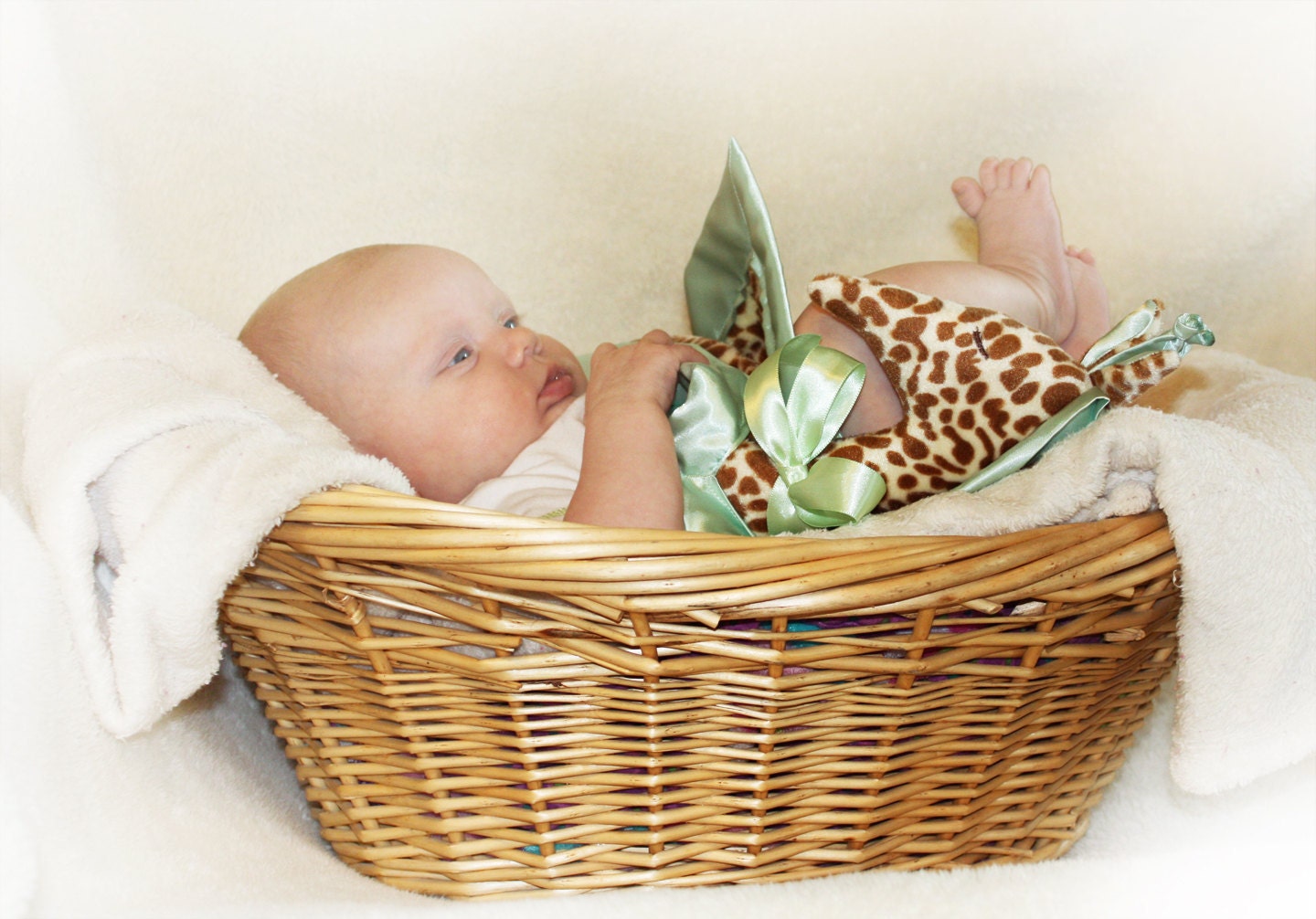 Giraffe Security Blanket, Lovey Blanket, Satin, Baby Blanket, Stuffed Animal, Baby Toy - Customize Color - Monogramming Available