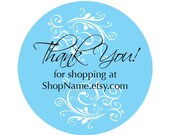 High quality Photo GLOSS Colorful Thank You w Scrolls Personalized Business/Link Labels - Round Labels - Packaging, Goody Bags