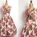 vintage 1950s dress / 50s pink floral cotton party dress (small - medium)