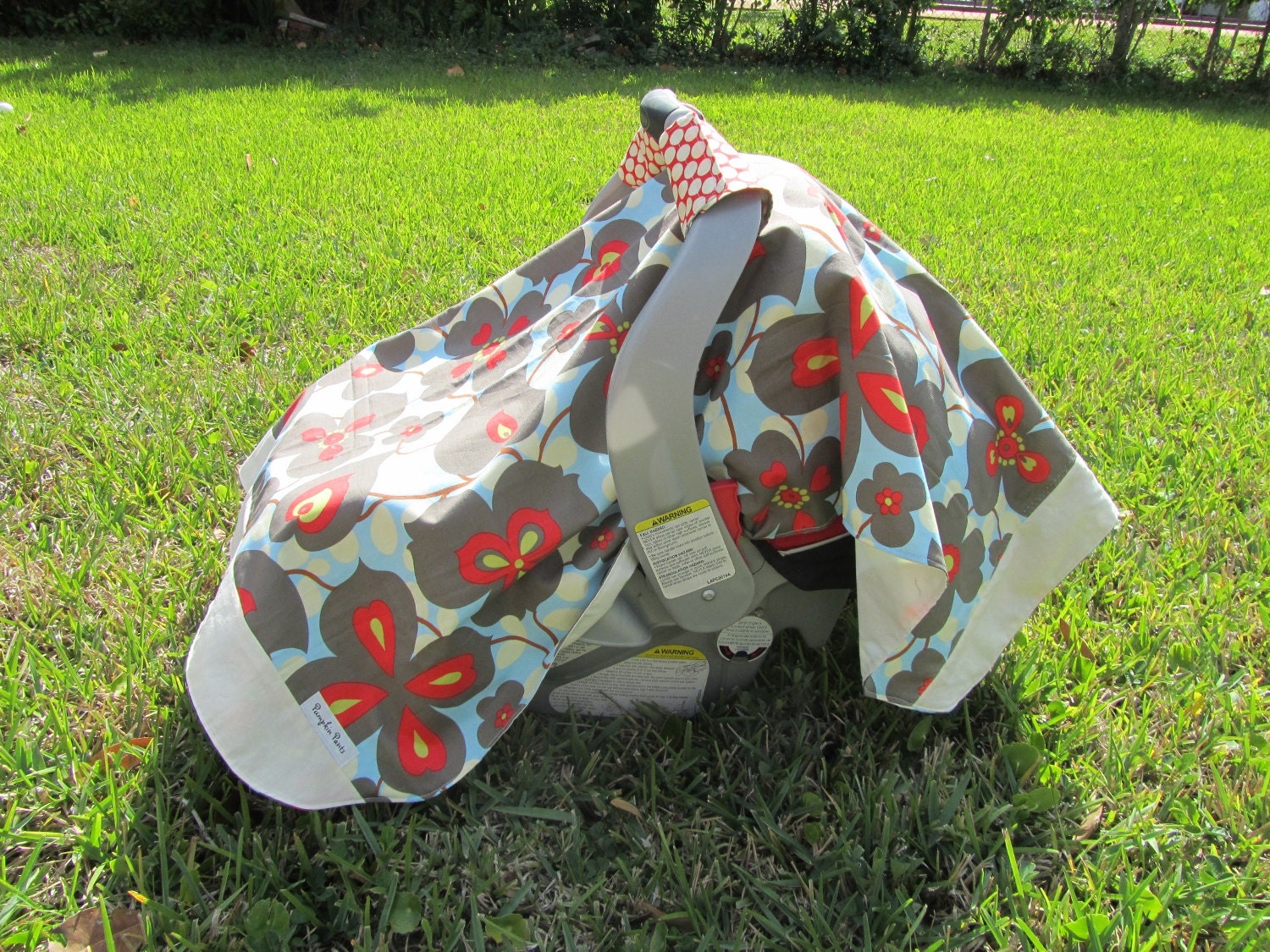 Morning Glory Car Seat Canopy with Beige Underside