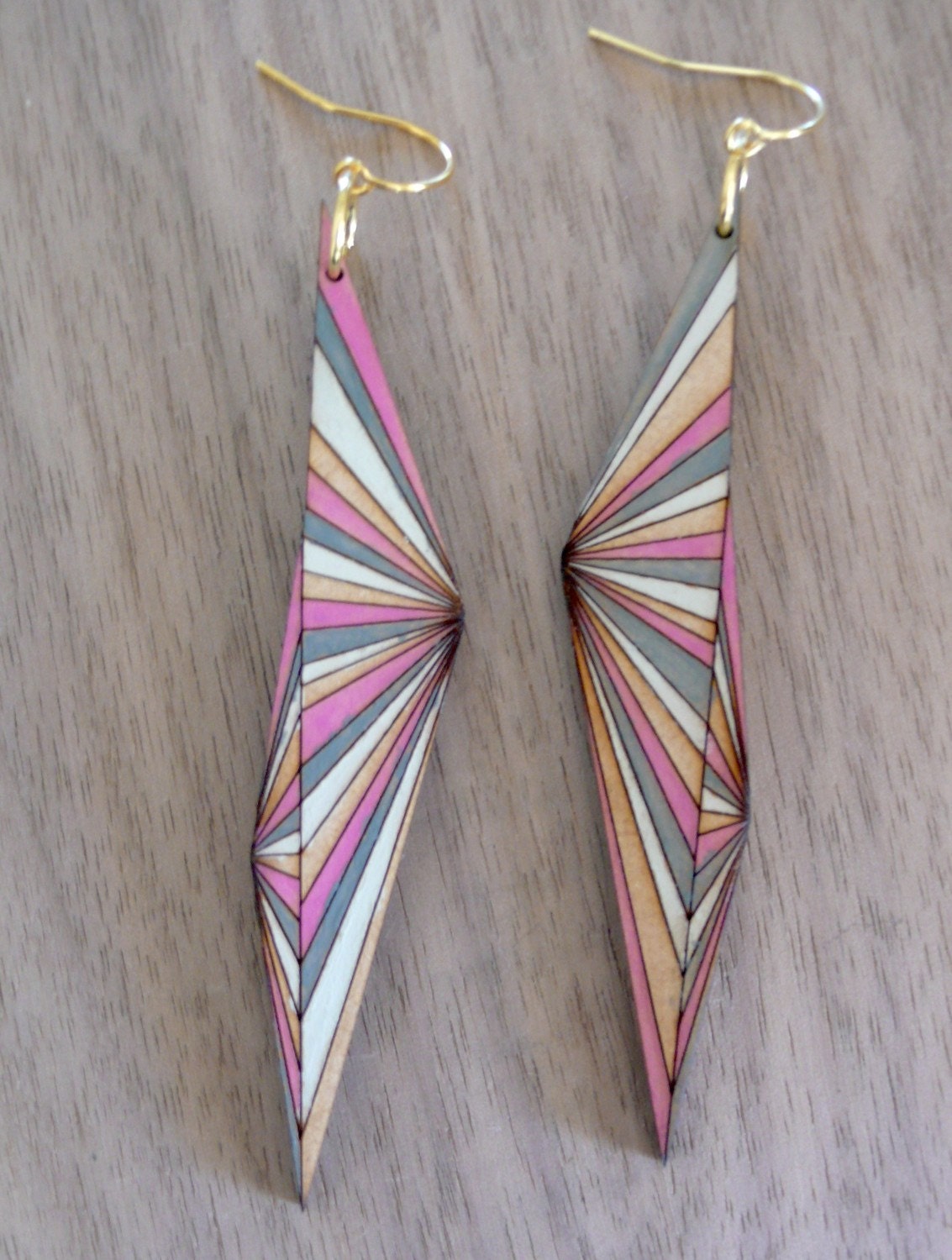 Prism Dangle Earrings - Pink & Grey