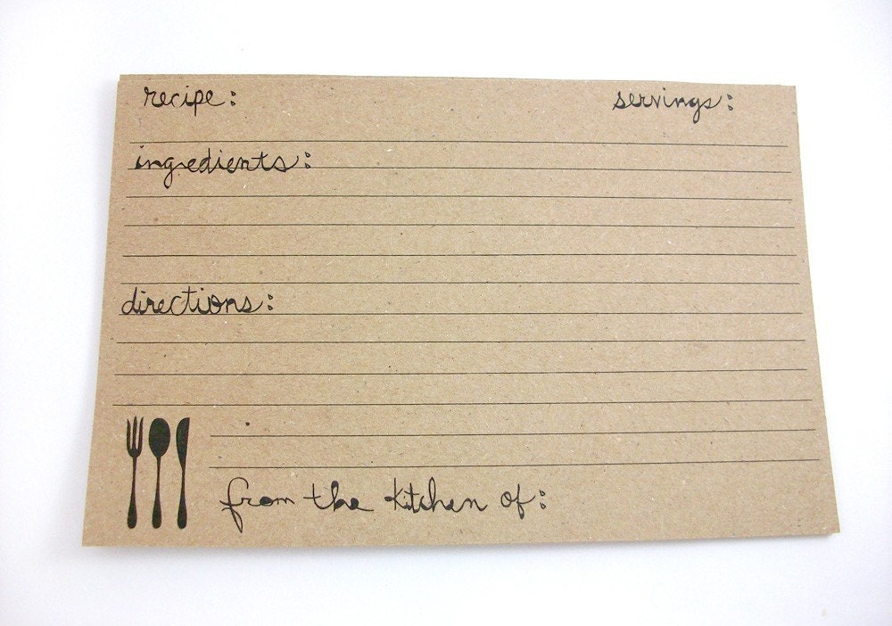 Reserved for belindaphillips - Kraft Paper Recipe Cards - Farmhouse Fork Set of 100