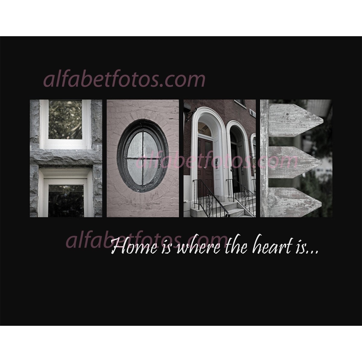 Alphabet Letter Photography Home Decor Art - Home is Where the Heart is-
